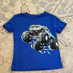 Cat & Jack Blue Short Sleeve Tee with Monster Truck Design